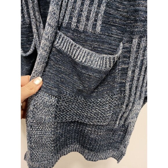 Soft Surroundings Womens Longline Cardigan Small Blue Patchwork Open BOHO - Picture 2 of 10